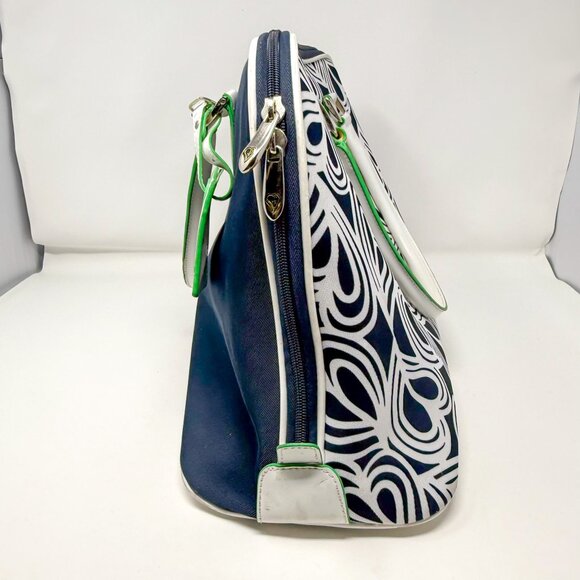 Diane von Fürstenberg Canvas Weekender Swirl Heart Print Navy/White Green Lining - Picture 5 of 15